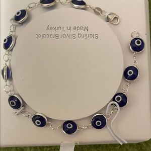 Blue Evil Eye Silver Bracelet